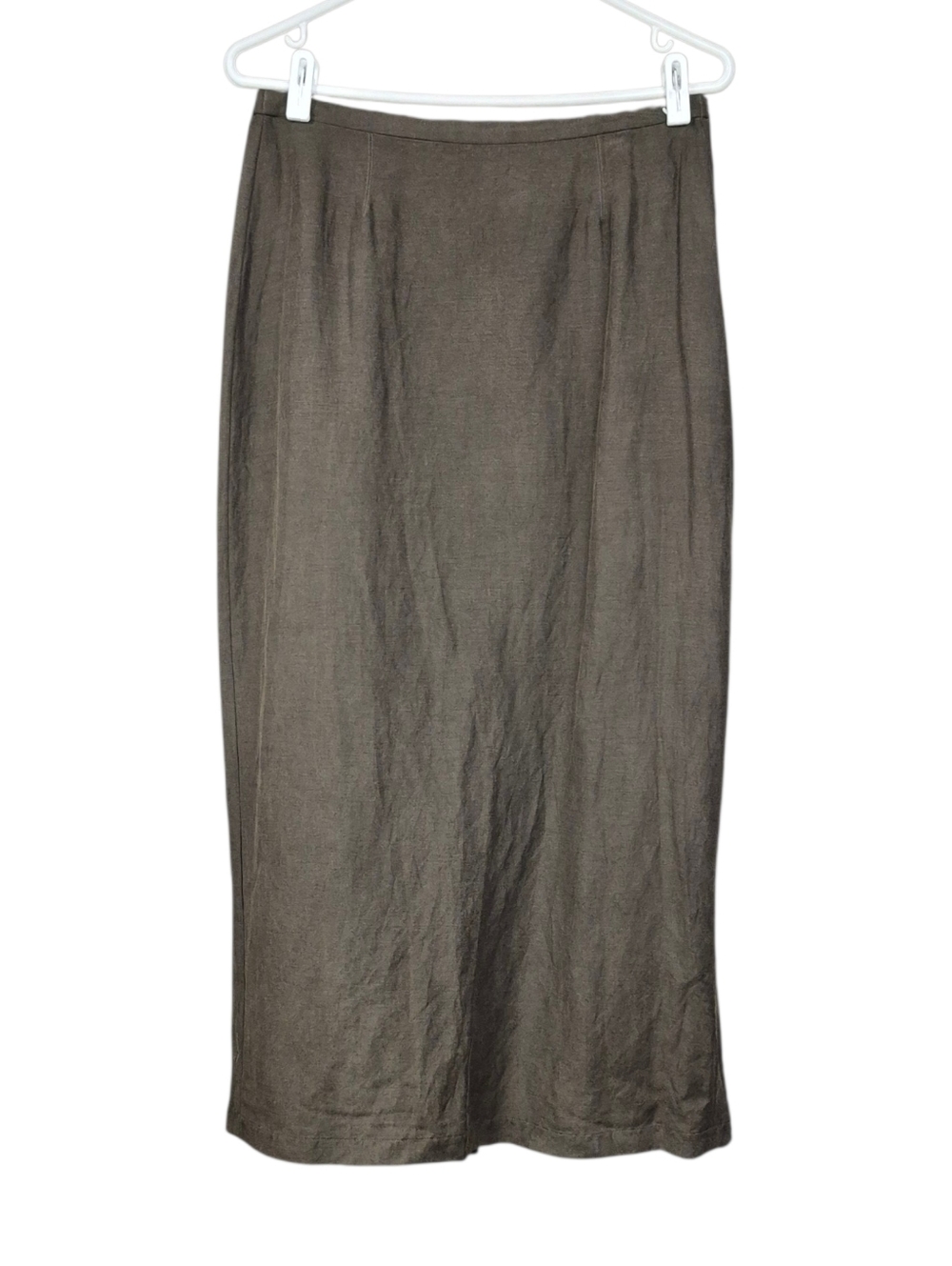 New Eileen Fisher Pencil Skirt Women's Size Small Linen Silk Olive Green Midi